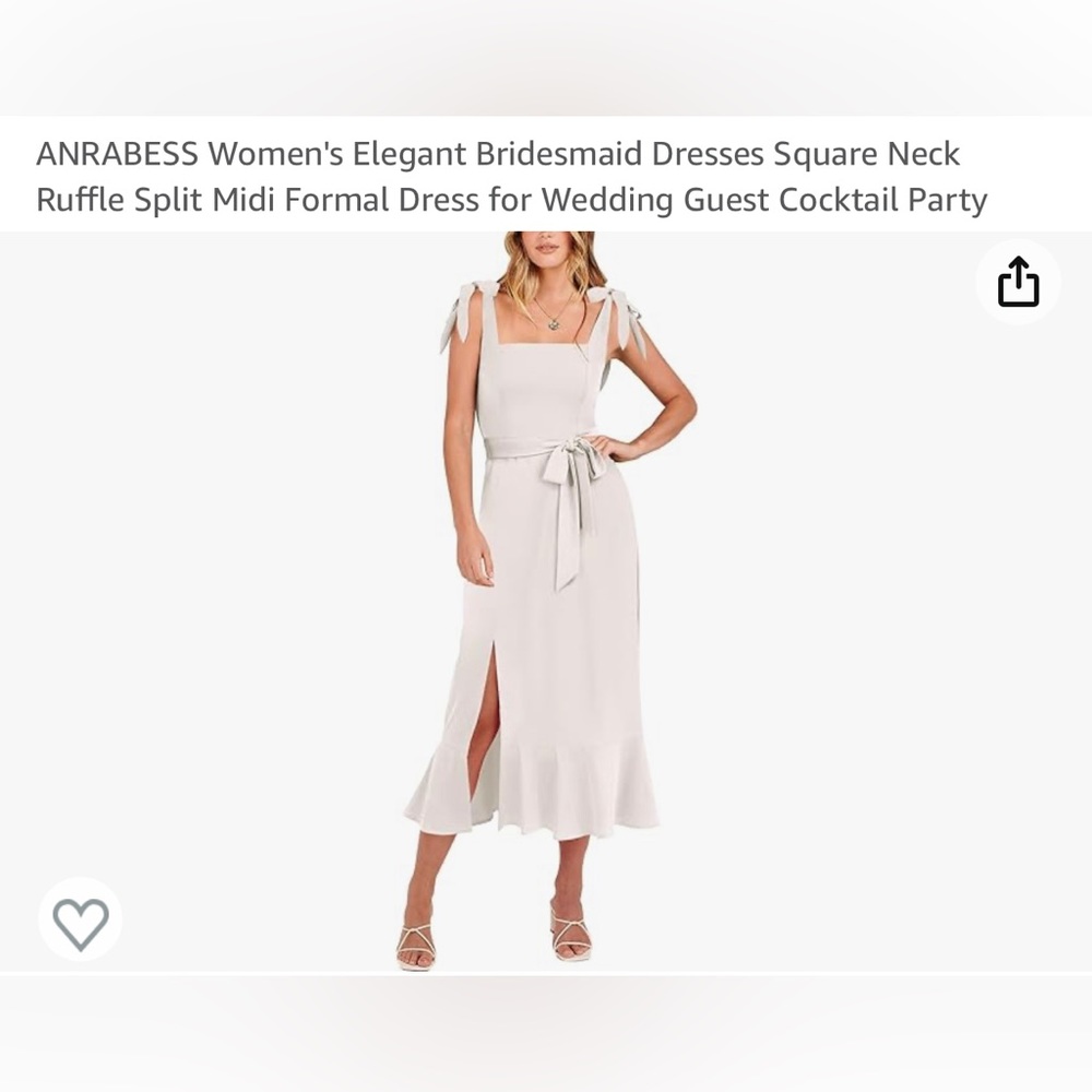 White Elegant Square Neck Midi Dress